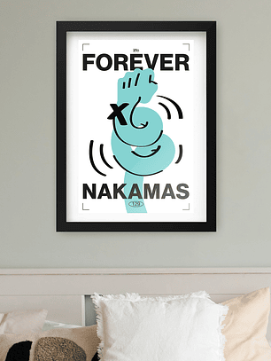 Cuadro One Piece Forever Nakamas Celeste Marco Negro (40x50cm)
