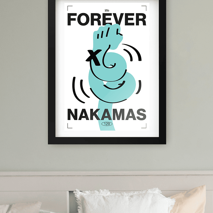 Cuadro One Piece Forever Nakamas Celeste Marco Negro (40x50cm) 2