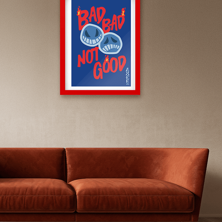 Cuadro One Piece Ace Bad Bad Not Good Marco Rojo (40x50cm) 2