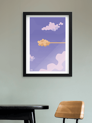 Cuadro Dragon Ball Nube Voladora Clásica Marco Negro (40x50cm)