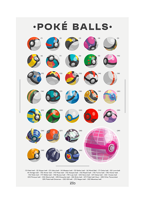Print Pokémon Colección Poké Balls (30x45 cm)