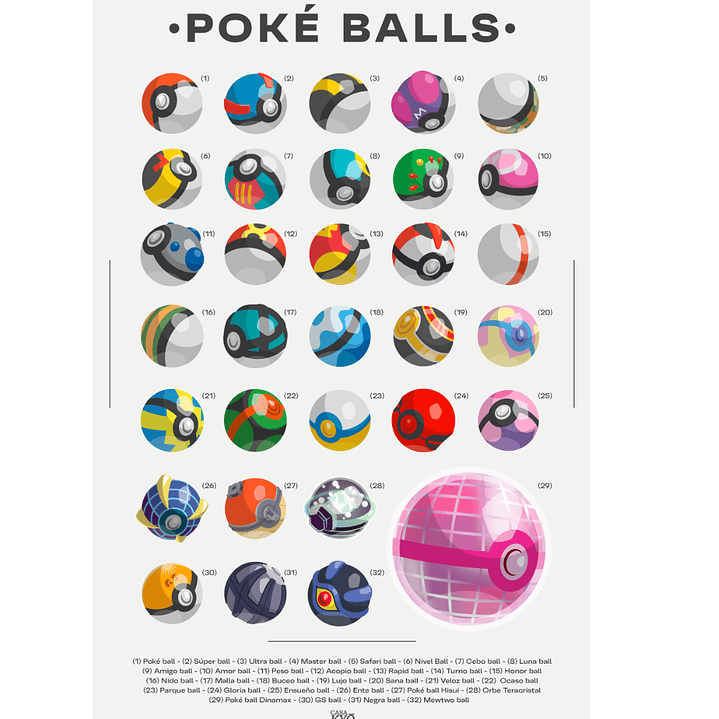 Print Pokémon Colección Poké Balls (30x45 cm) 1