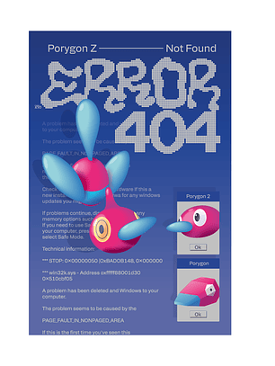 Print Pokémon Porygon-Z Error 404 (30x45 cm)