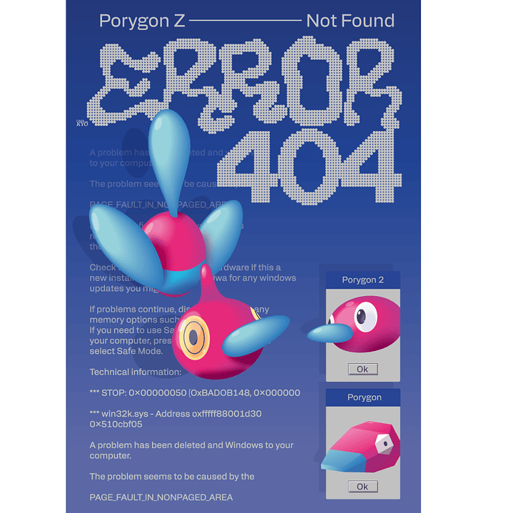 Print Pokémon Porygon-Z Error 404 (30x45 cm) 1