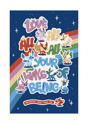 Print Pokémon Evoluciones Evee versión arcoíris (30x45 cm)