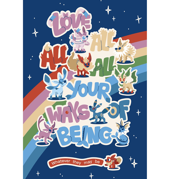 Print Pokémon Evoluciones Evee versión arcoíris (30x45 cm) 1