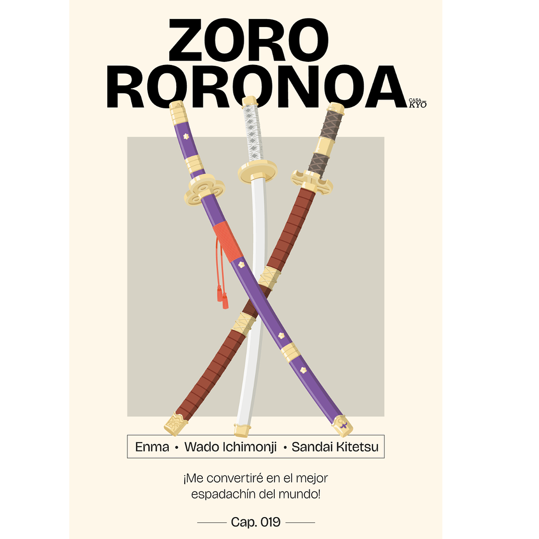 Print One Piece Espadas Roronoa Zoro (30x45 cm) 1