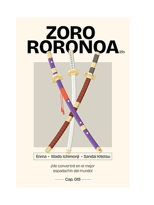 Print One Piece Espadas Roronoa Zoro (30x45 cm)