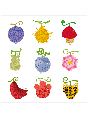 Lámina Stickers individuales - Frutas del Diablo DOS 