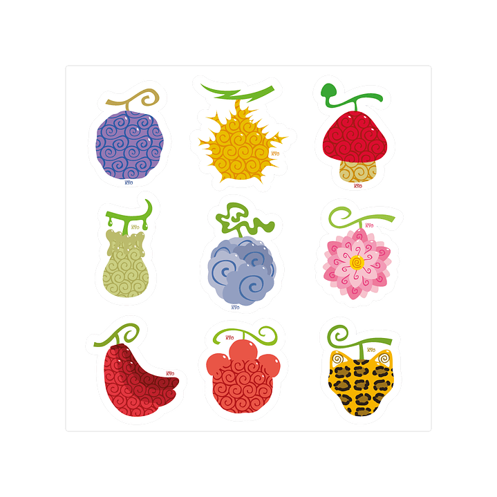 Lámina Stickers individuales - Frutas del Diablo DOS  1