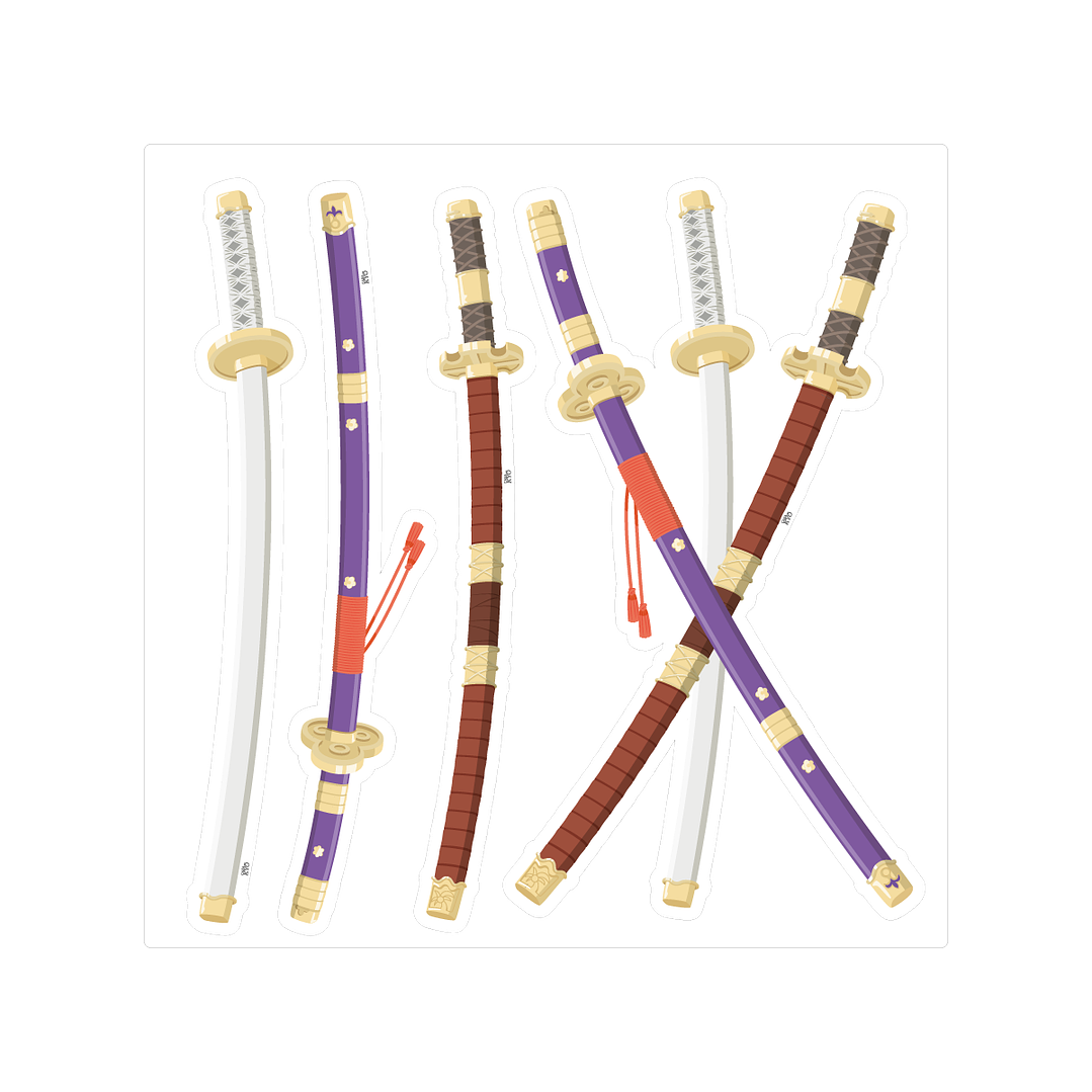 Lámina Stickers individuales - Espadas de Zoro 1