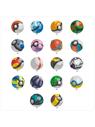 Lámina Stickers individuales - Pokebolas UNO