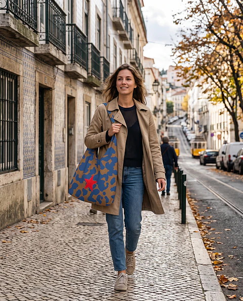 Bianca bag | Animal print | Moo | Azul e castanho