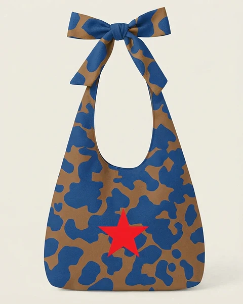 Lola bag | Animal print | Moo | Azul e castanho
