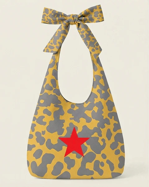 Lola bag | Animal print | Moo | Cinza e amarelo