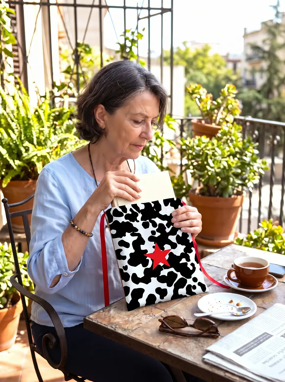 Bolsa livros e e-book | Animal print | Moo | Preto e branco 2