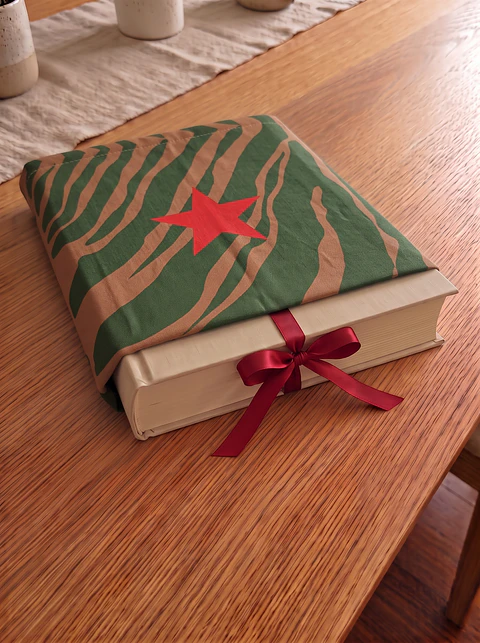 Bolsa livros e e-book | Animal print | Savana | Verde e castanho