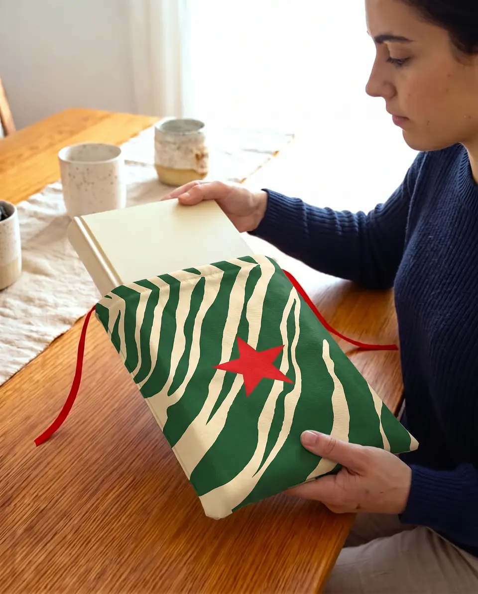 Bolsa livros e e-book | Animal print | Savana | Verde e creme 2