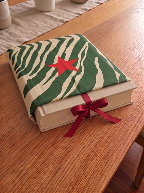 Bolsa livros e e-book | Animal print | Savana | Verde e creme