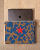 Bolsa portátil | Animal print | Moo | Azul e castanho - Thumbnail 1