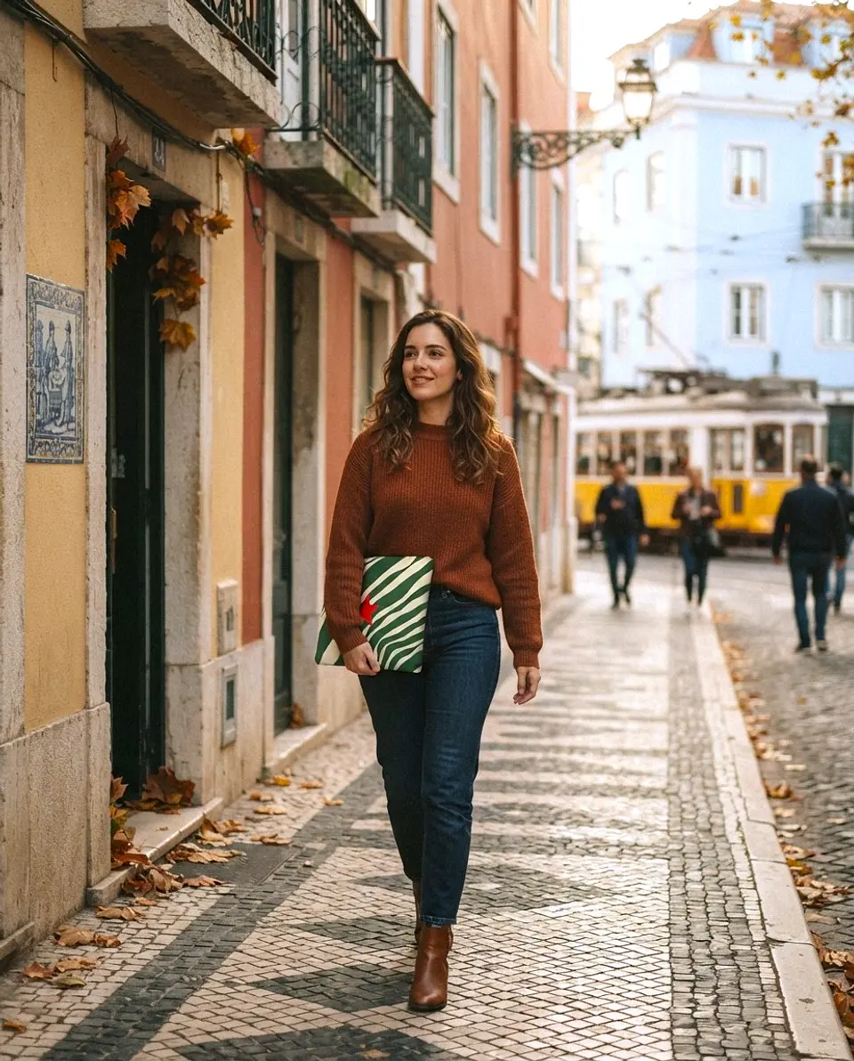 Bolsa portátil | Animal print | Savana | Verde e creme 2
