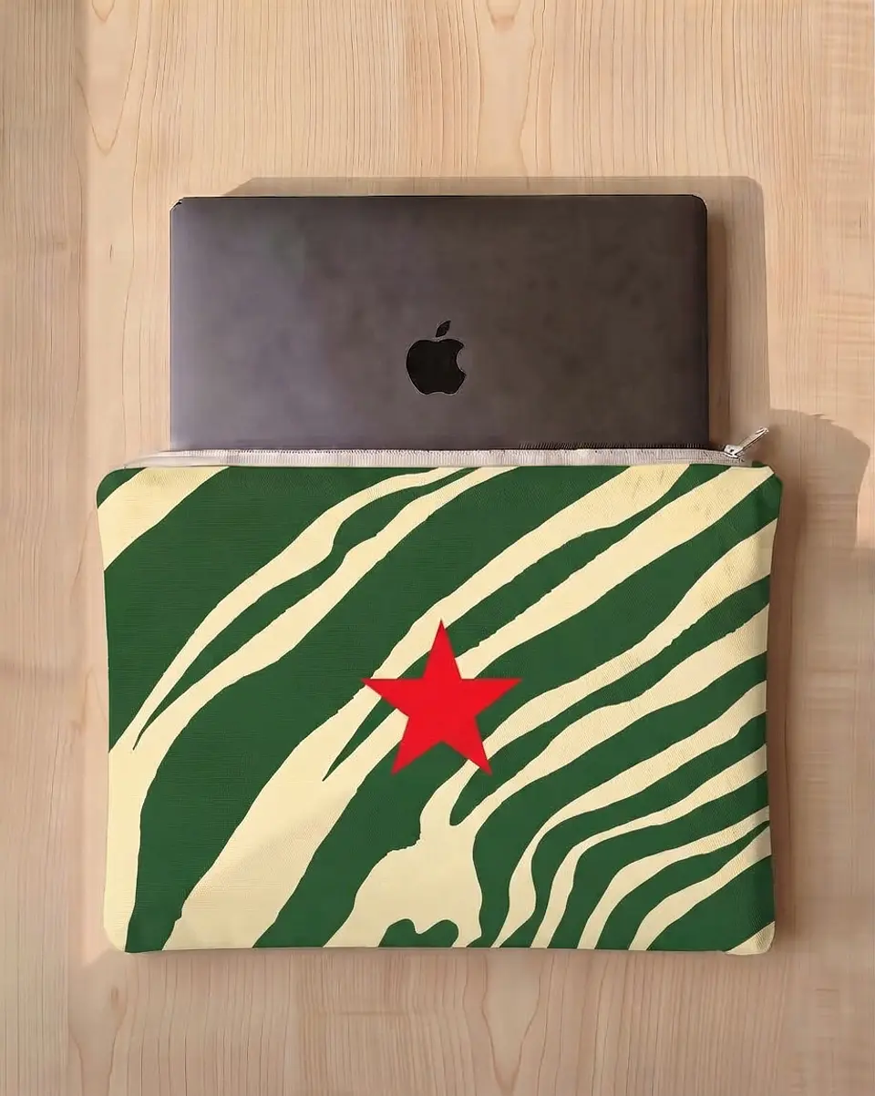 Bolsa portátil | Animal print | Savana | Verde e creme 1