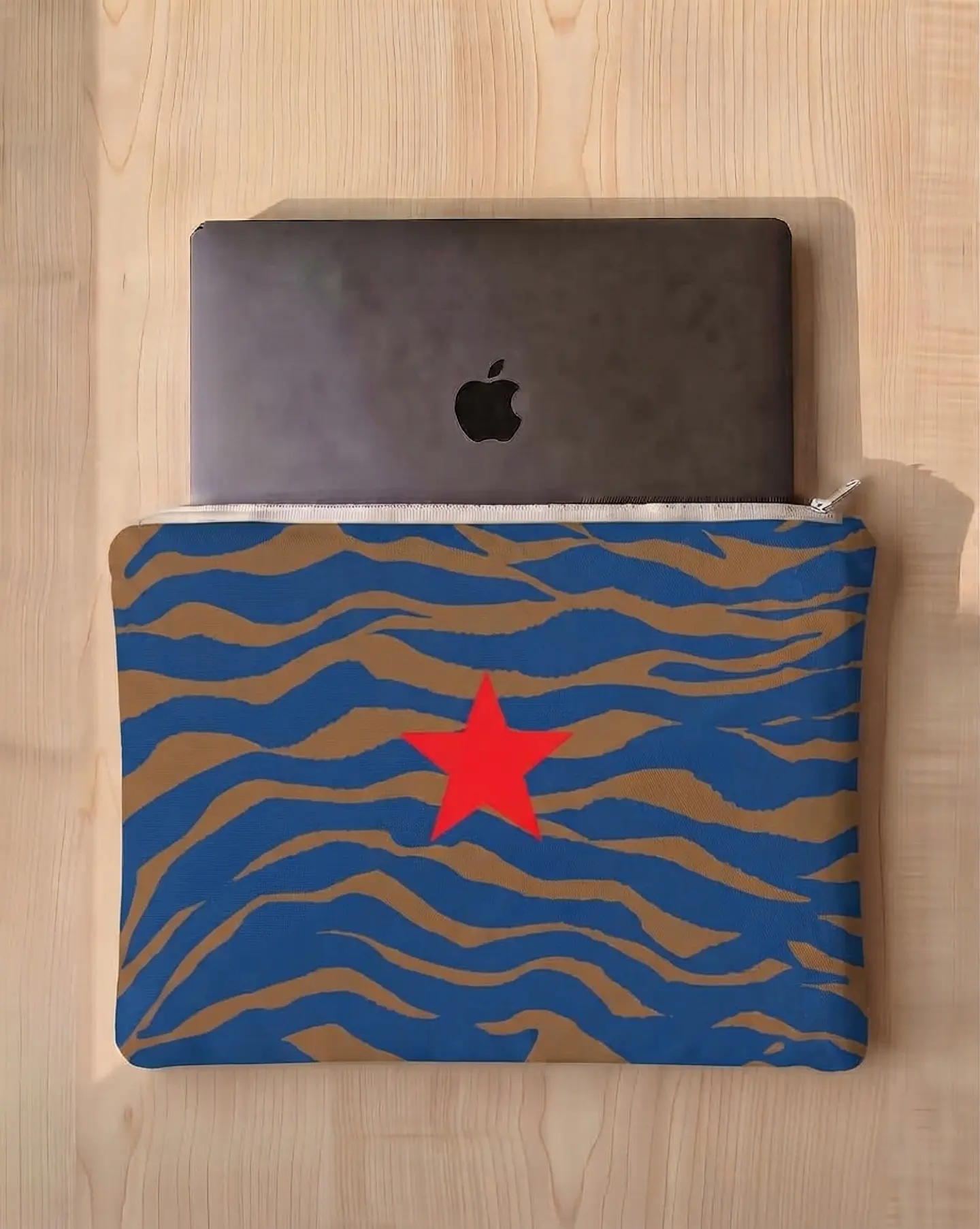 Bolsa portátil | Animal print | Zazu | Azul e castanho 1