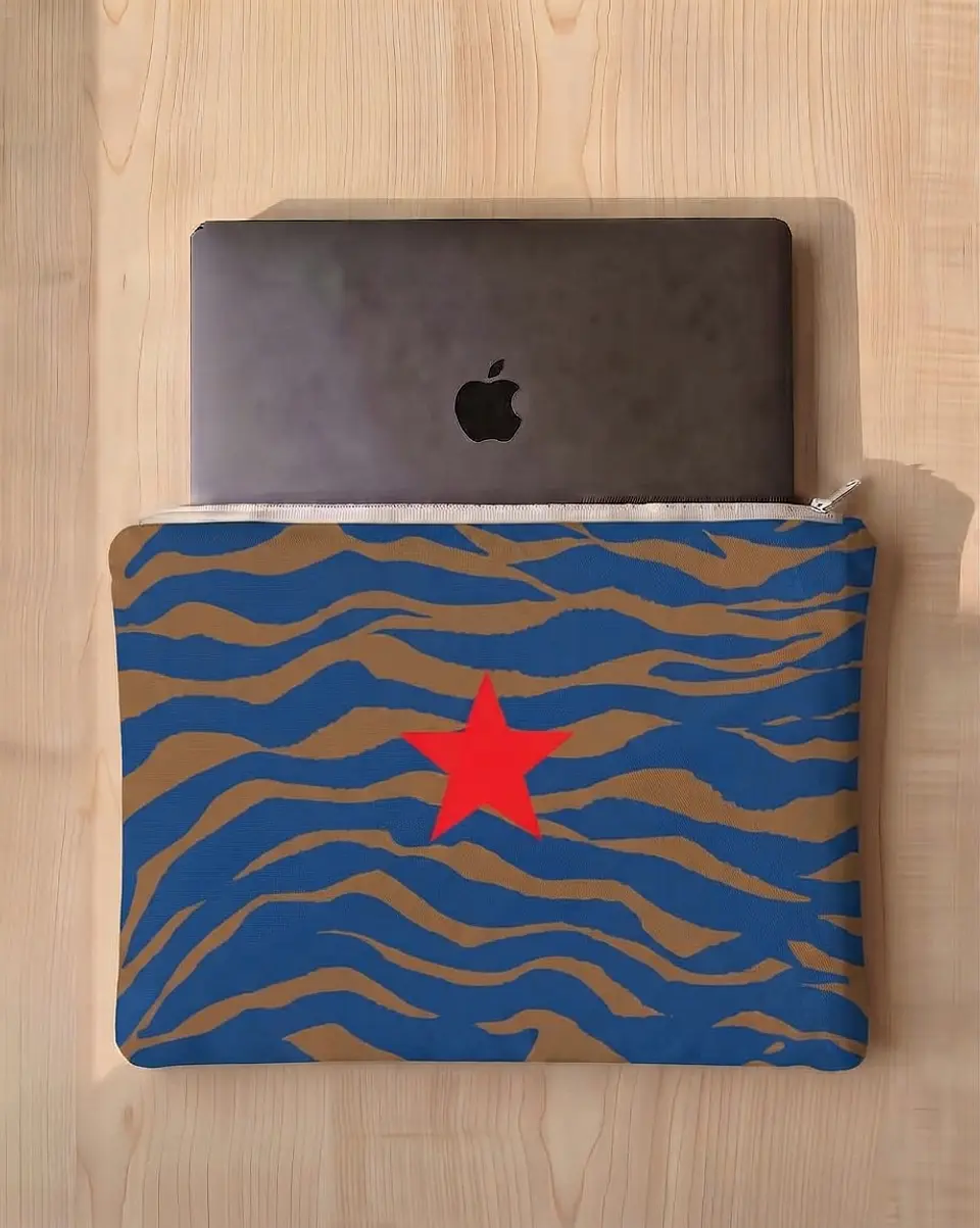 Bolsa portátil | Animal print | Zazu | Azul e castanho 1