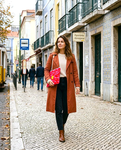 Bolsa portátil | Animal print | Zazu | Fucsia rosa