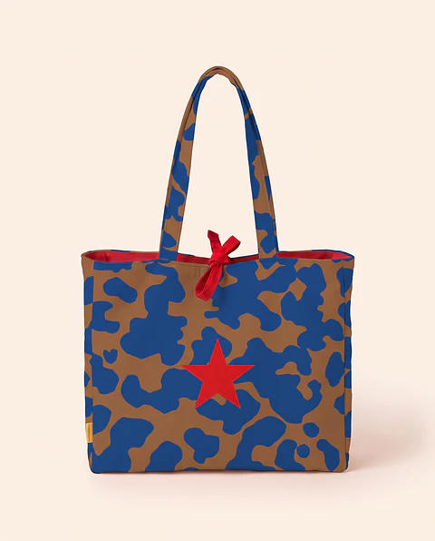 Sasha shopper | Animal print | Moo | Azul castanho