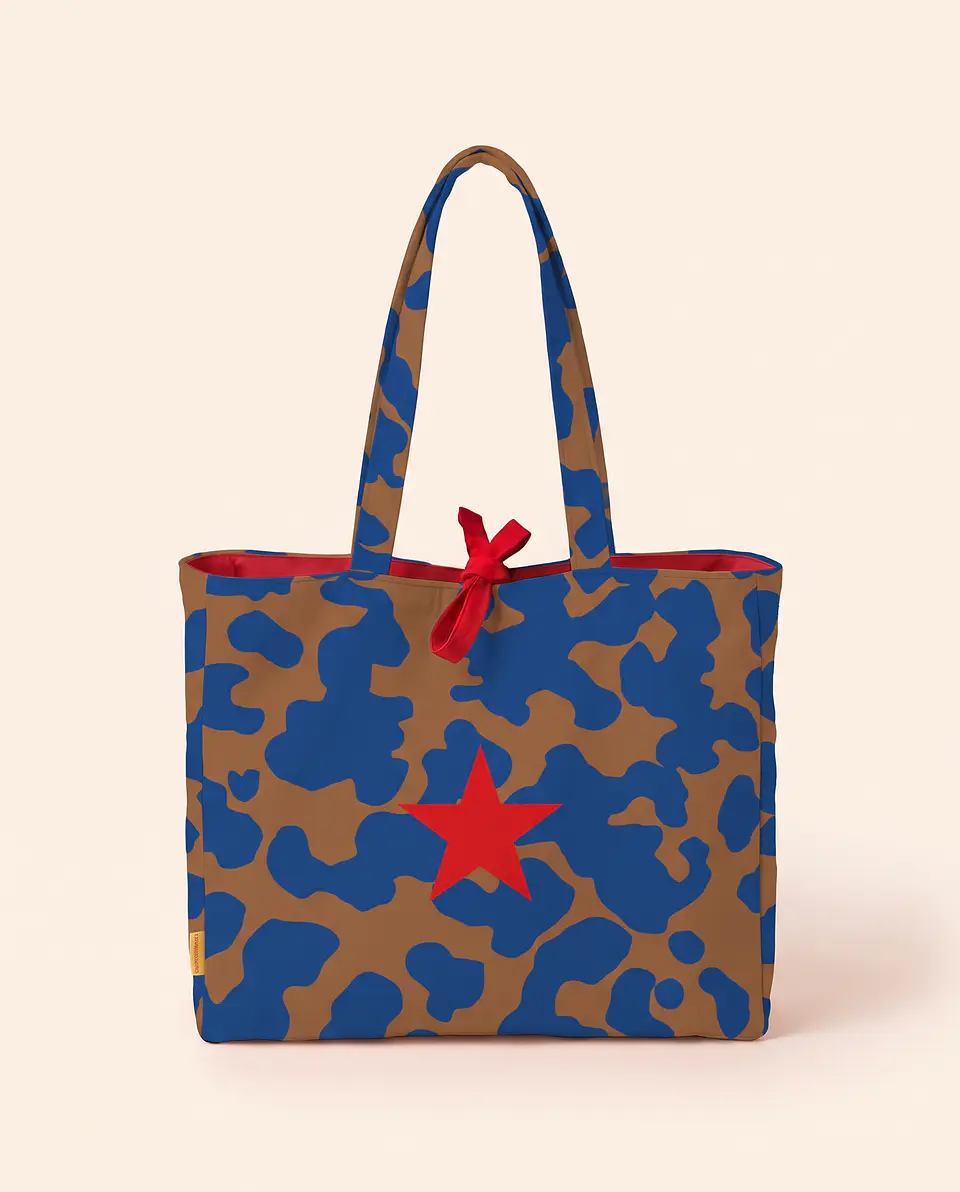 Sasha shopper | Animal print | Moo | Azul castanho 1