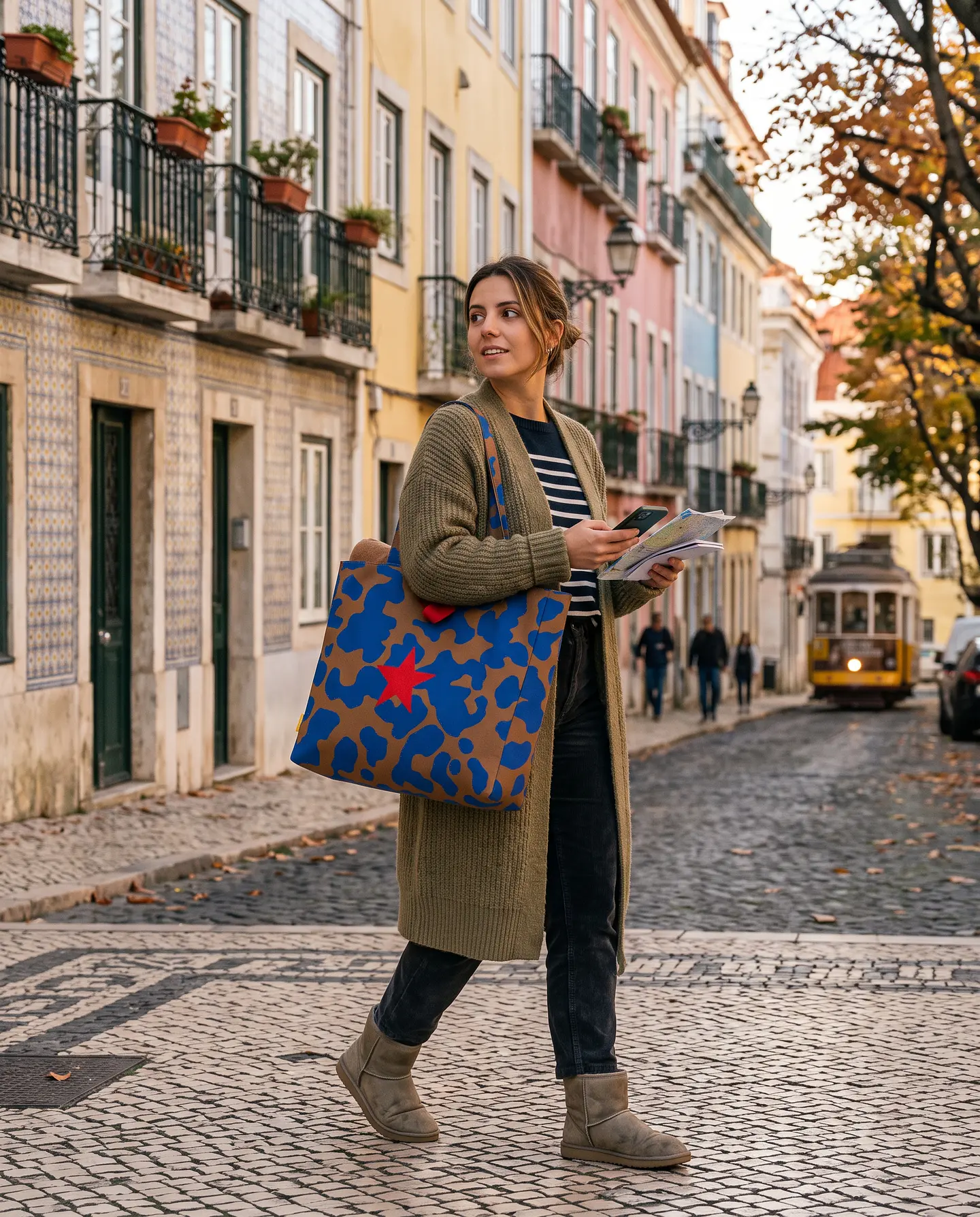 Sasha shopper | Animal print | Moo | Azul castanho 2