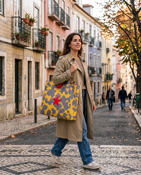 Sasha shopper | Animal print | Moo | Cinza