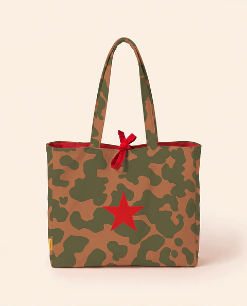 Sasha shopper | Animal print | Moo | Verde e castanho