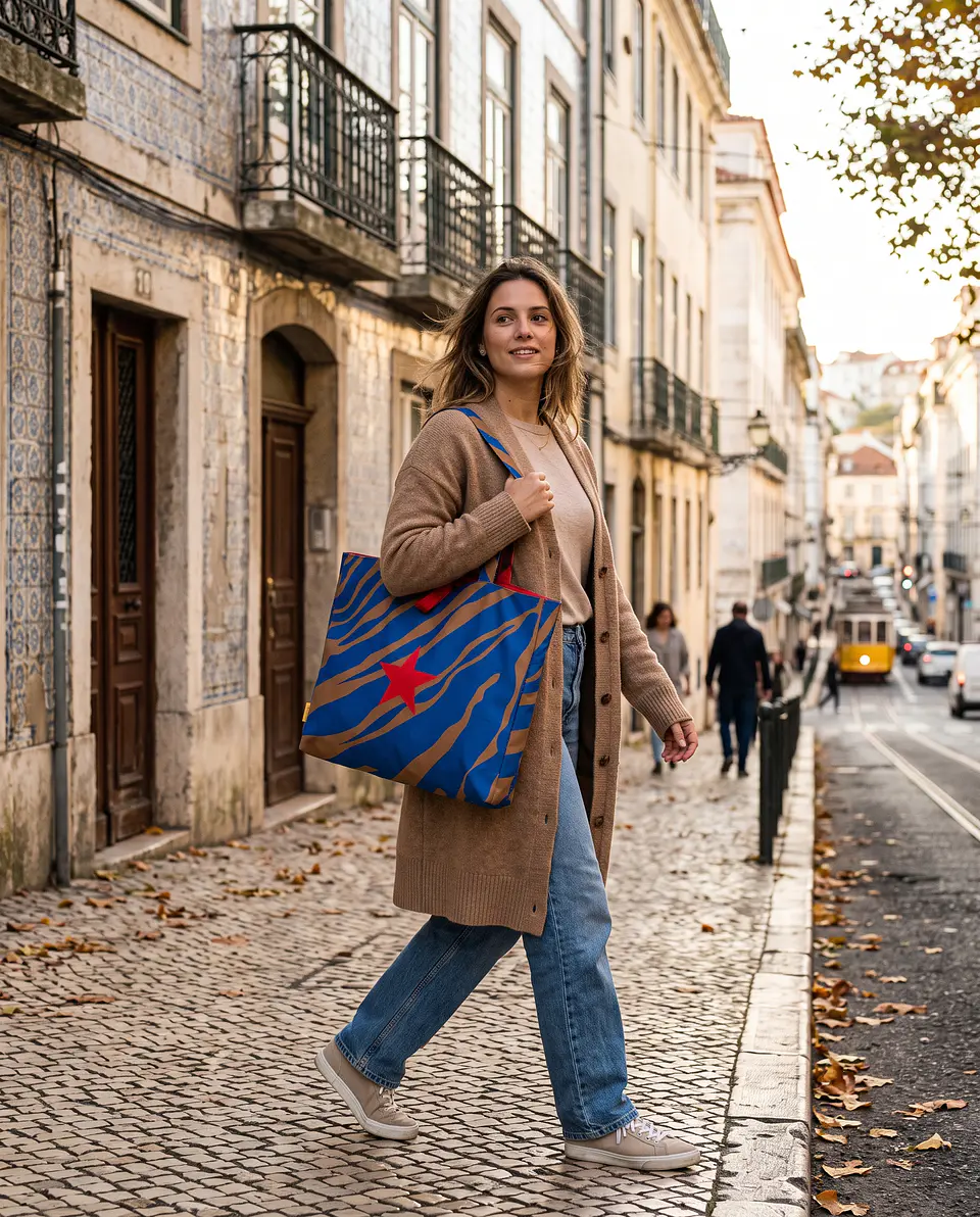 Sasha shopper | Animal print | Savana | Azul castanho 2