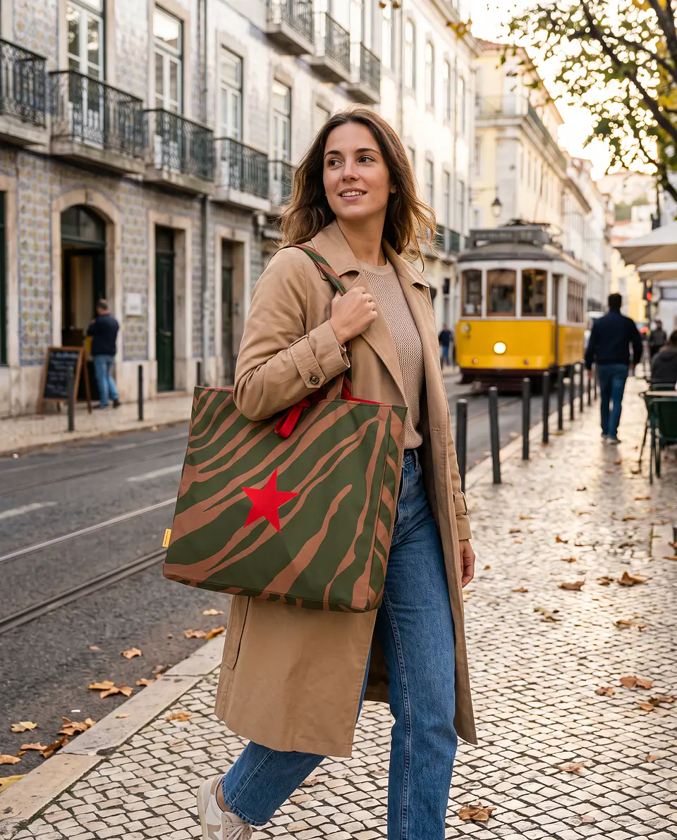 Sasha shopper | Animal print | Savana | Verde e castanho 2