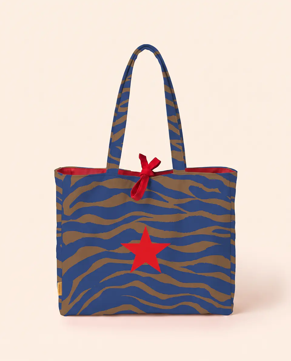 Sasha shopper | Animal print | Zazu | Azul castanho 1