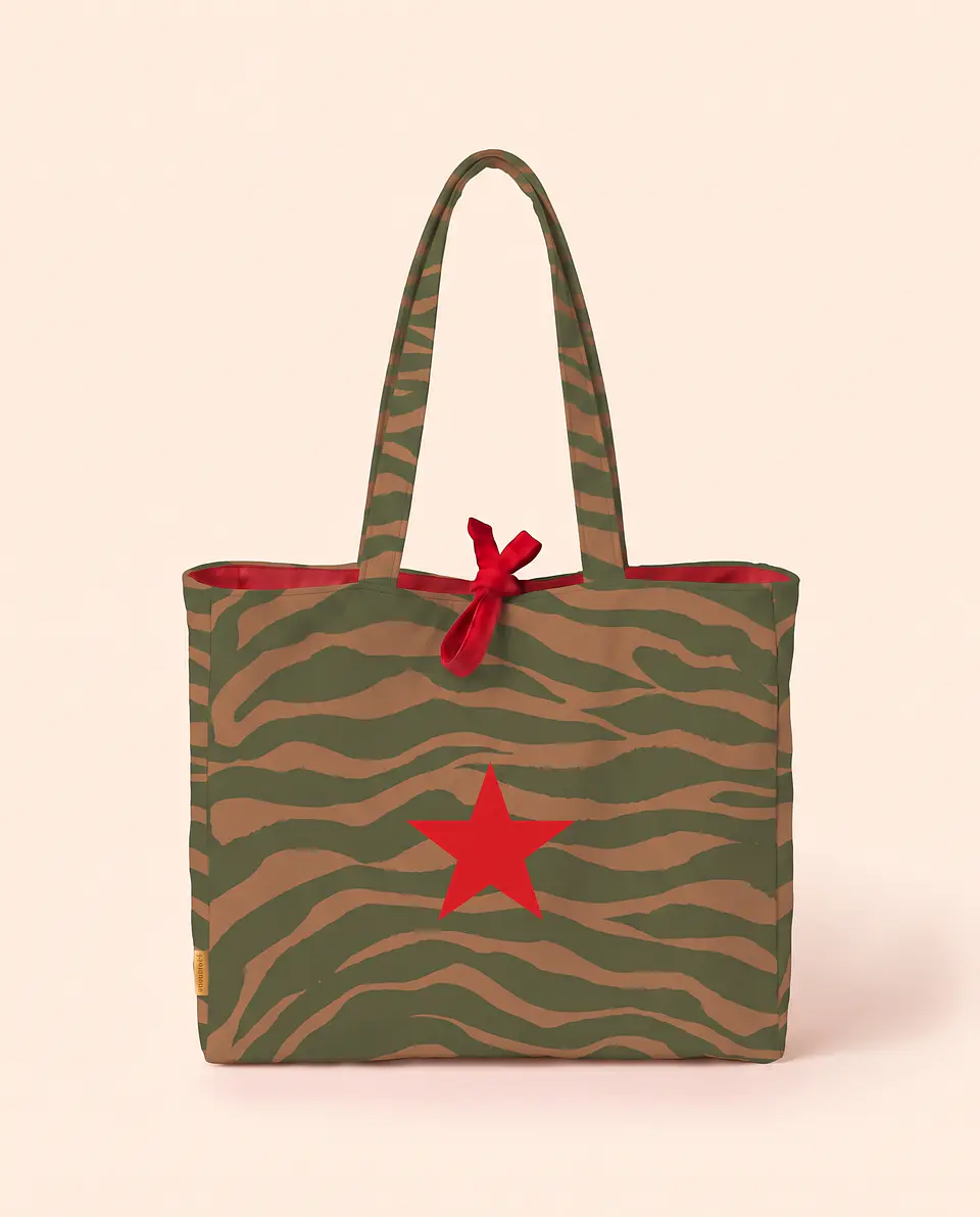 Sasha shopper | Animal print | Zazu | Verde e castanho 1