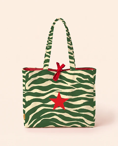 Sasha shopper | Animal print | Zazu | Verde e creme