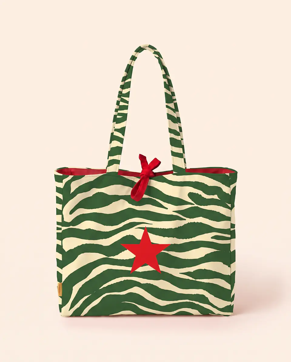 Sasha shopper | Animal print | Zazu | Verde e creme 1