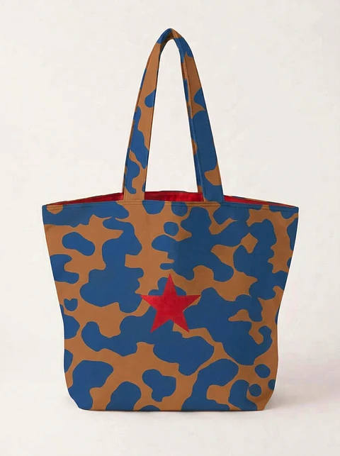 Cleo shopper | Animal print | Cleo | Azul e castanho