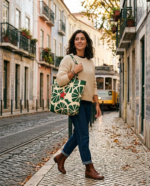 Cleo shopper | Frutas | Laranja | Verde creme