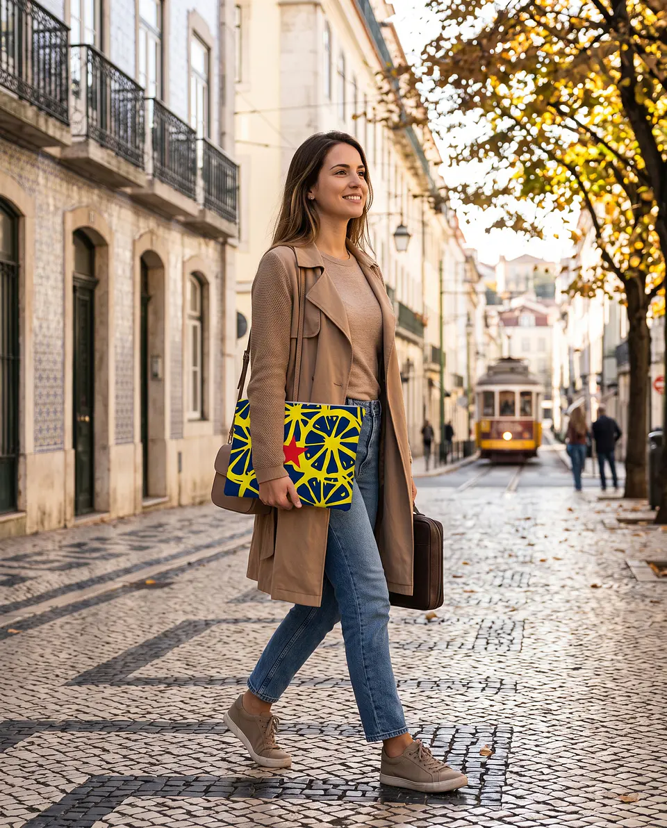 Bolsa portátil | Frutas | Laranja | Azul e amarelo 1