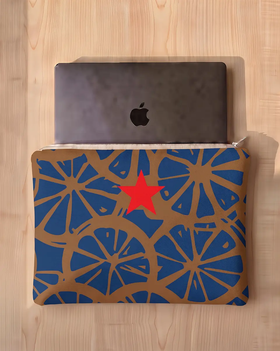 Bolsa portátil | Frutas | Laranja | Azul e castanho 1