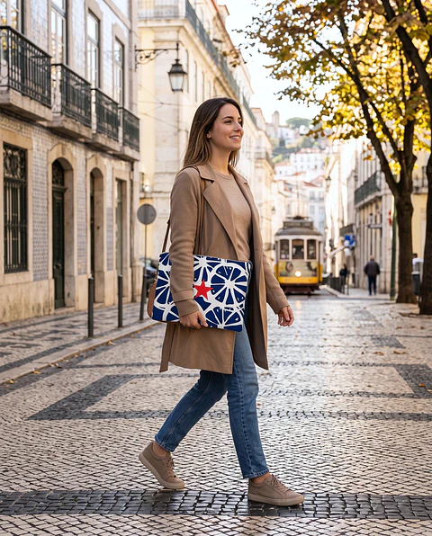 Bolsa portátil | Frutas | Laranja | Azul escuro