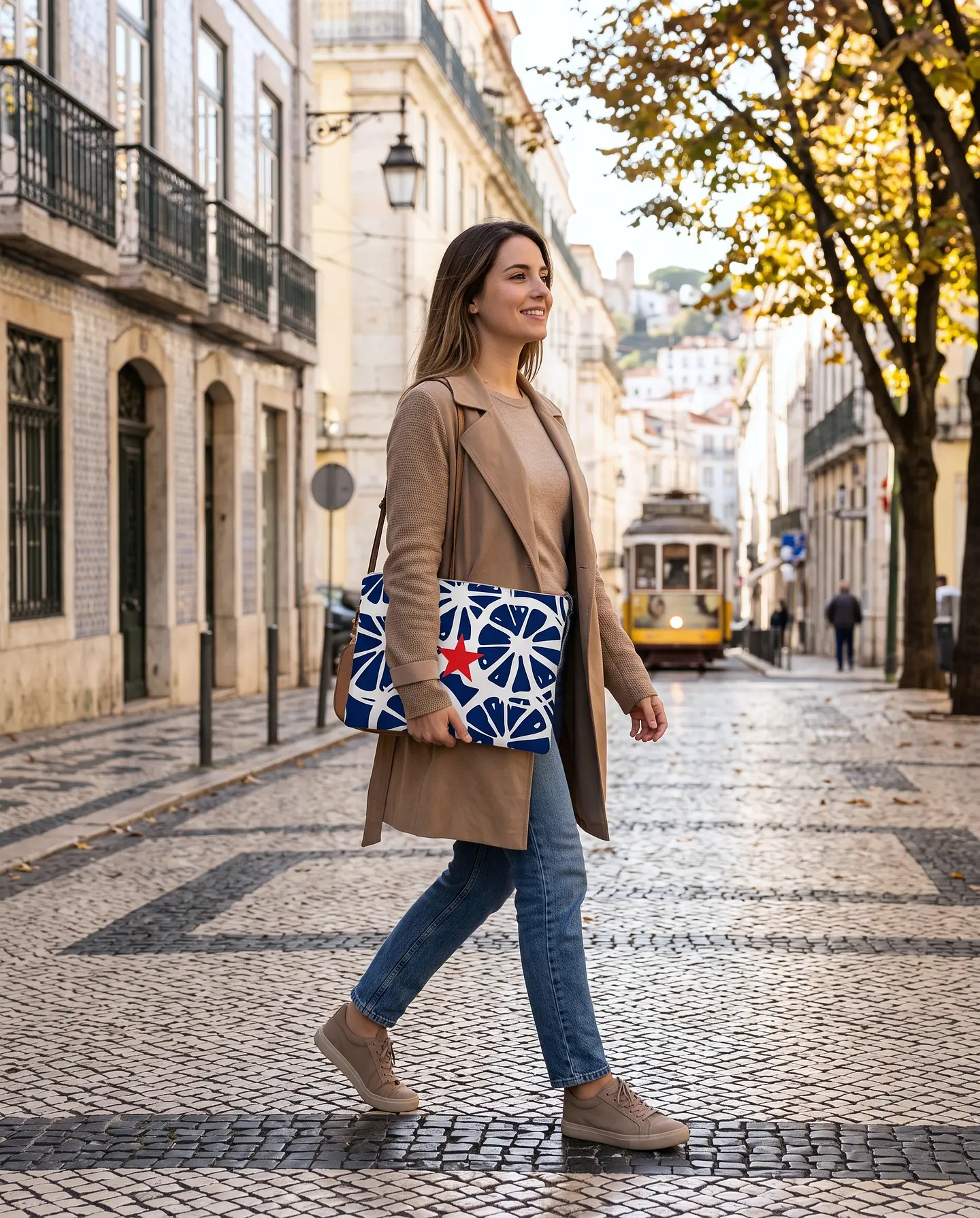 Bolsa portátil | Frutas | Laranja | Azul escuro 1