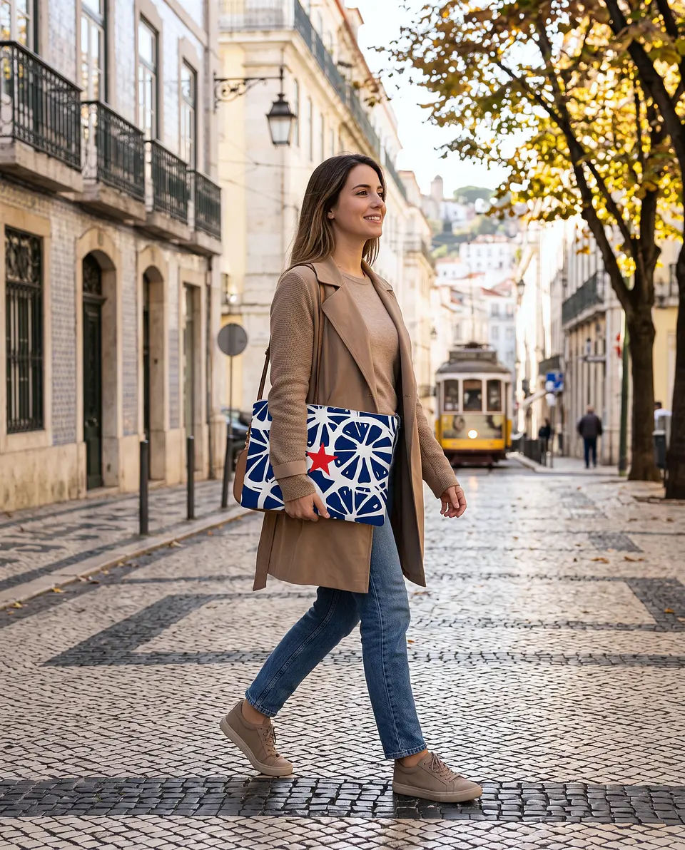Bolsa portátil | Frutas | Laranja | Azul escuro 1
