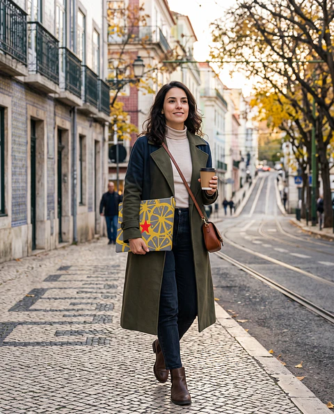 Bolsa portátil | Frutas | Laranja | Cinza amarelo