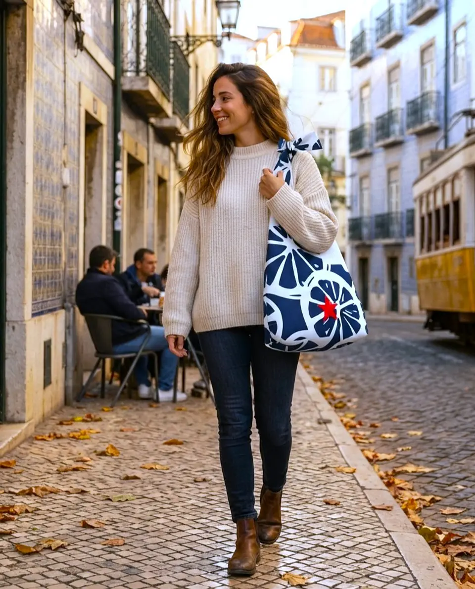 Lola bag | Frutas | Laranja | Azul escuro 1