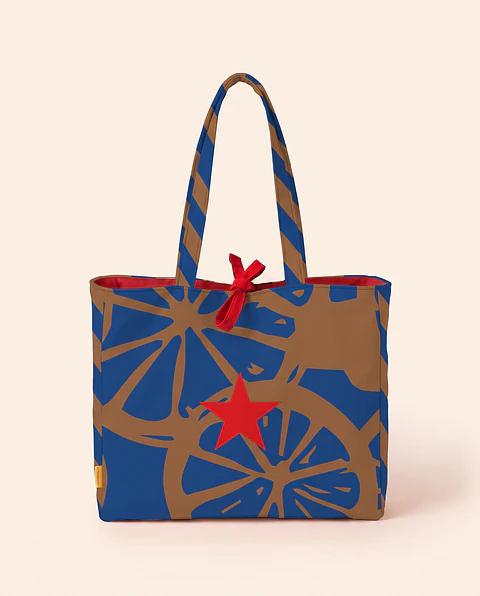 Sasha shopper | Frutas | Laranja | Azul castanho
